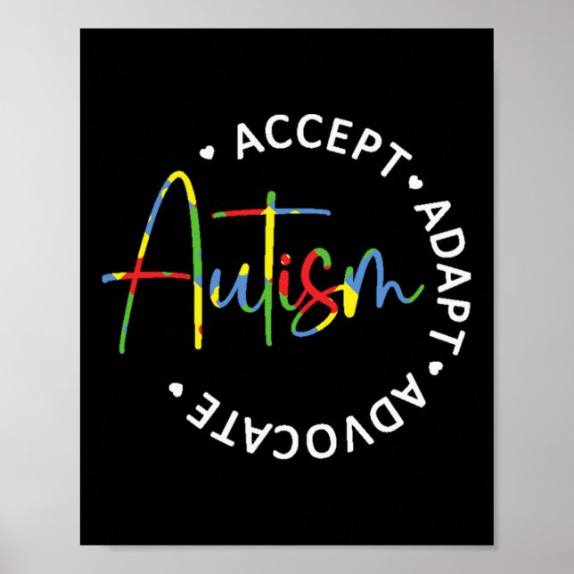 Poster Autismo Accept Adaptar Advocate Leve Longa (Frente)