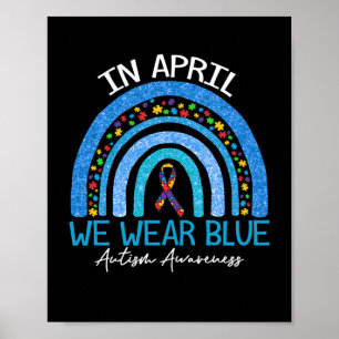Poster Autismo Arco-Íris Em Abril Vestimos Autismo Azul