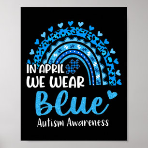 Poster Autismo Arco-Íris Em Abril Vestimos Autismo Azul A