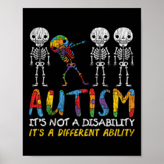 Poster Autismo Awerness - Skeleton Dabbing Autitic Kids A
