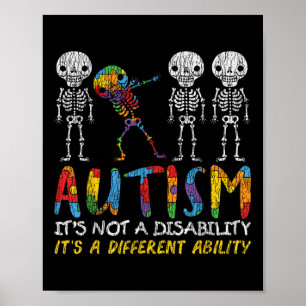 Poster Autismo Awerness - Skeleton Dabbing Autitic Kids A