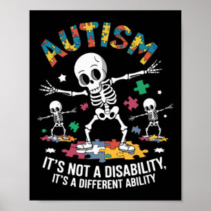 Poster Autismo Awerness - Skeleton Dabbing Kids Autistas