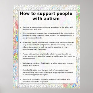 Poster Autismo Como Apoiar Alguns Com Autismo