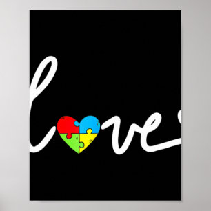 Poster Autismo Consciência Amor Quebra-cabeça de Coração 