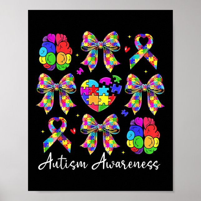 Poster Autismo Consciência Arco Quebra-cabeça Arco Fita (Frente)
