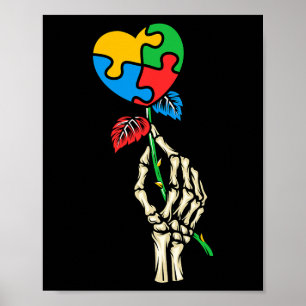 Poster Autismo Consciência do crânio Rosa Autismo Quebra-