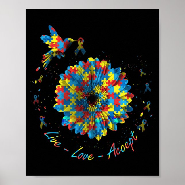 Poster Autismo de Aceitação de Amor ao Vivo por Quebra-ca (Frente)