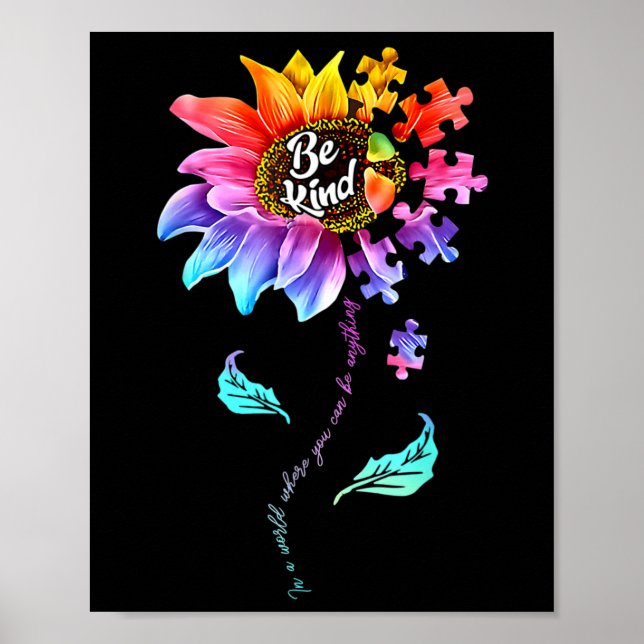 Poster Autismo De Girassol Seja Quebra-cabeça (Frente)