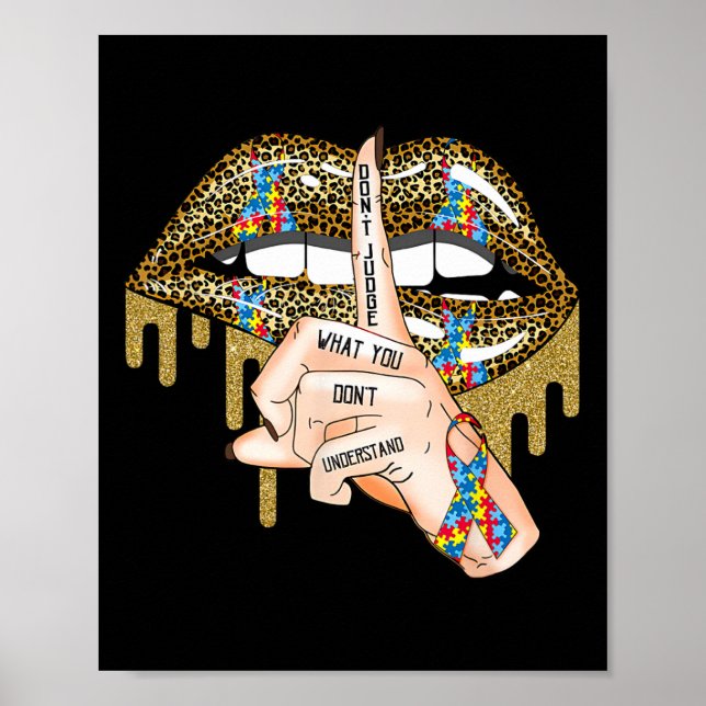 Poster Autismo Derrubando Lábios Quebra-cabeça Autismo Se (Frente)