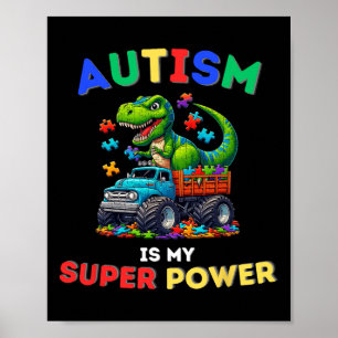 Poster Autismo do Dinossauro Trex é Meu Superpoder Consci