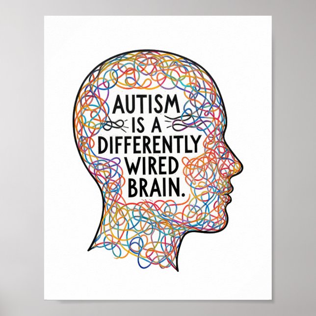 Poster Autismo é uma citação de arte de linha cerebral co (Frente)