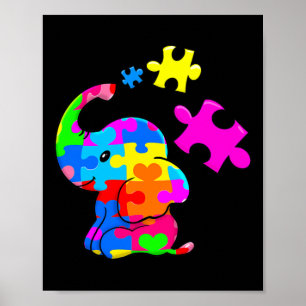 Poster Autismo elefante-cômico agiliza a consciência