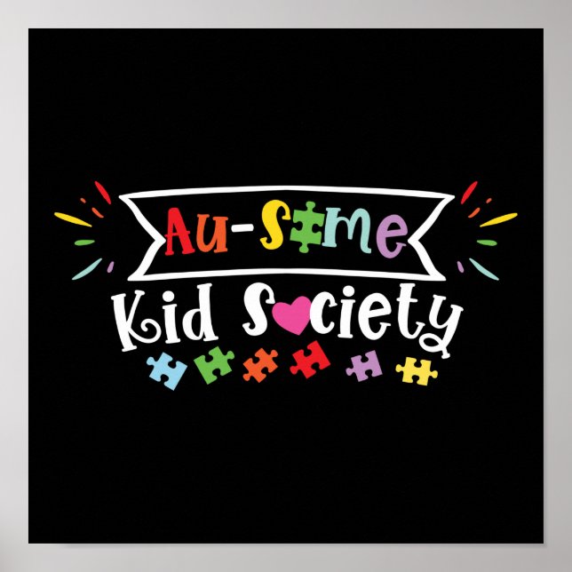 Poster Autismo Filho Filha Filha Au-some Kid Society (Frente)