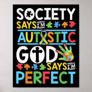 Poster Autismo Filho Filho Filha Sociedade Deus diz que e