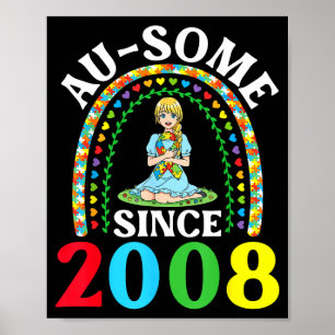 Poster Autismo Incrível Ausome Desde 2008 Feliz 18º Anive