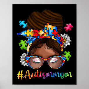 Poster Autismo Mãe Afro Cabelo Crespo Americano Africano 