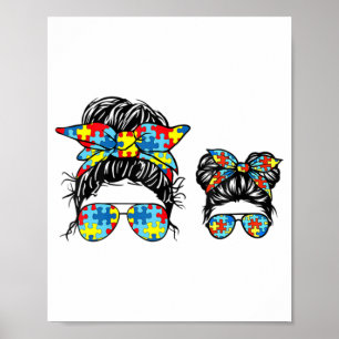 Poster Autismo Mãe E Criança Viva Má Manhã Óculos De Sol