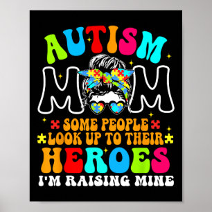 Poster Autismo Mãe Levantando Herói Bagunça Mensagem Bun