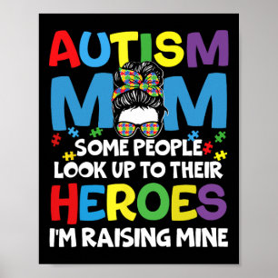 Poster Autismo Mãe Levantando Herói Bagunça Mensagem Bun