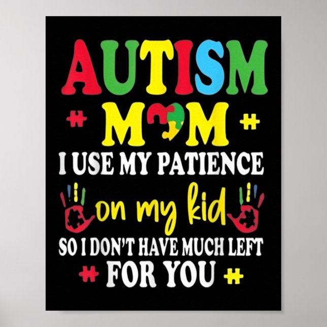Poster Autismo Mãe Levantando Herói Bagunça Mensagem Bun  (Frente)