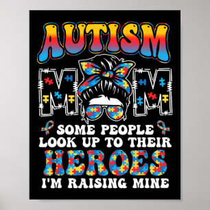 Poster Autismo Mãe Levantando Herói Bagunça Mensagem Bun