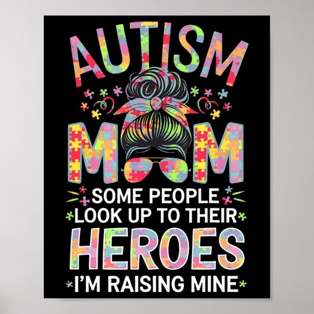 Poster Autismo Mãe Levantando Seu Quebra-cabeça De Peça A (Frente)