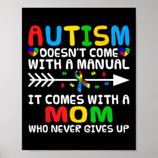Poster Autismo Mãe não vem com um Autismo manual