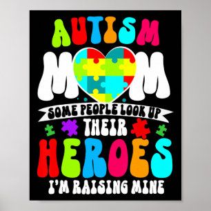 Poster Autismo Mamãe Groovy Heart Quebra-cabeça Autismo C