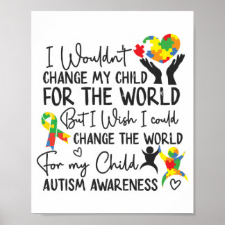Poster Autismo Mamãe Mamãe não mudaria meu filho
