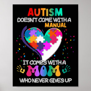 Poster Autismo Mamãe não vem com um Autismo feminino manu