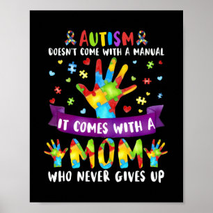 Poster Autismo Mamãe não vem com um Autismo feminino manu