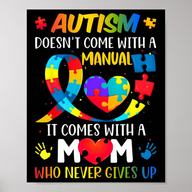 Poster Autismo Mamãe não vem com um Autismo feminino manu (Frente)