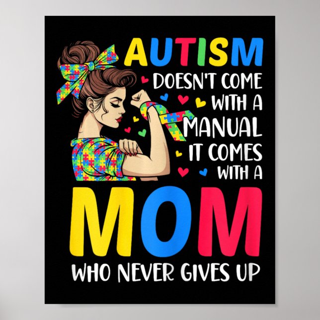 Poster Autismo Mamãe não vem com um Autismo manual Mãe G (Frente)