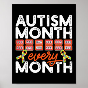 Poster Autismo Mês A Mês Deficiência Sensibilização Su