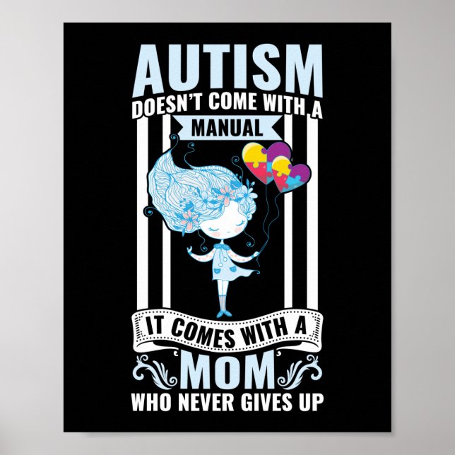 Poster Autismo não vem com um Autismo manual mãe (Frente)