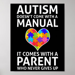Poster Autismo Não Vem Com Um Autismo Manual Pai Mãe