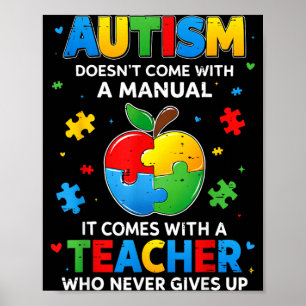 Poster Autismo Não Vem com um Manual Conscientização do A