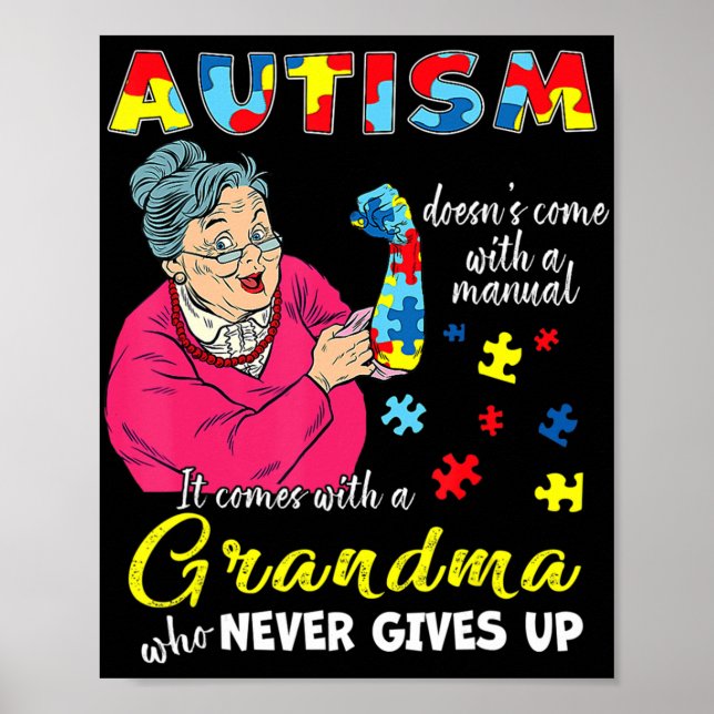 Poster Autismo não vem com uma avó manual que nunca (Frente)