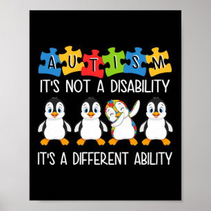 Poster Autismo pinguim não é uma deficiência é diferente