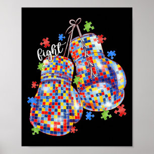 Poster Autismo Quebra-cabeça de consciência Piece Boxando