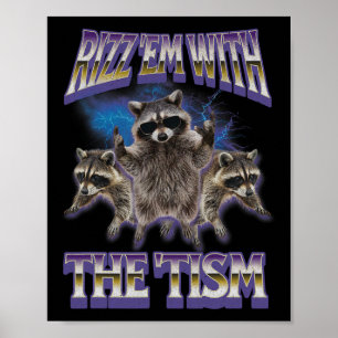 Poster Autismo Rizz Em Com O Tismo Raccoon Meme Bootleg