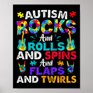 Poster Autismo Rocks Rolls Spins Flaps Conscientização Cr