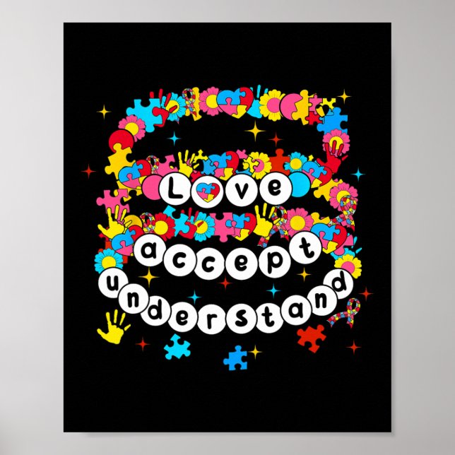 Poster Autismo Sensibilização Aceita Amor Compreende Brac (Frente)
