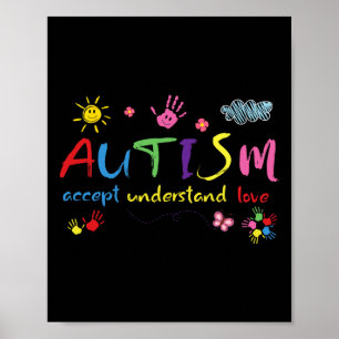 Poster Autismo Sensibilização Aceita Amor Compreende Meni