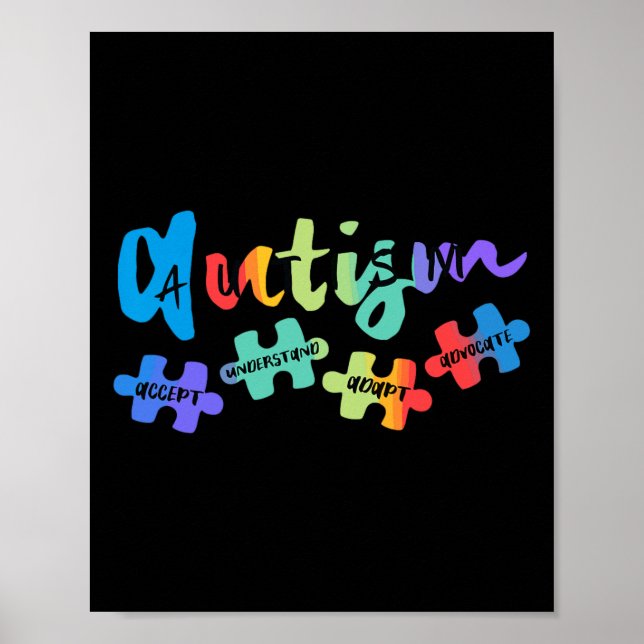 Poster Autismo Sensibilização Aceite Compreender Amor Com (Frente)