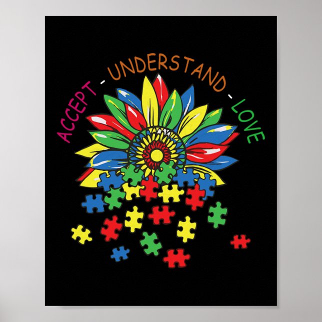 Poster Autismo Sensibilização Aceite Compreender Amor Com (Frente)