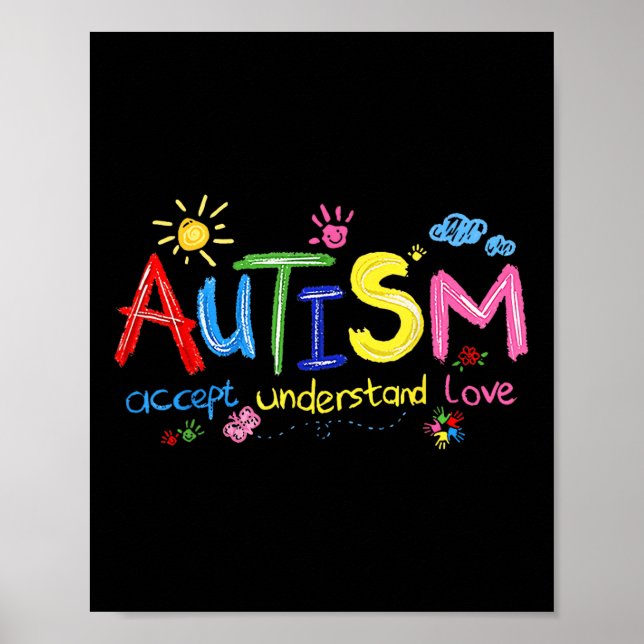 Poster Autismo Sensibilização Aceito Autista Entenda Amor (Frente)