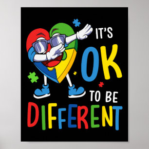 Poster Autismo Sensibilização Coração Dabbing Homens Mulh