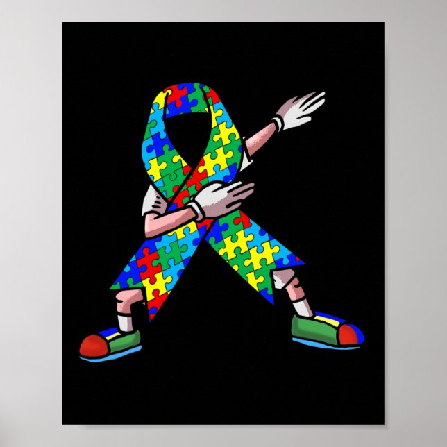 Poster Autismo Sensibilização Crianças Dabbing Quebra-cab (Frente)