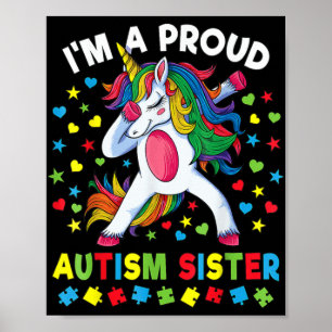 Poster Autismo Sensibilização Dabbing Unicorn Proud Autis